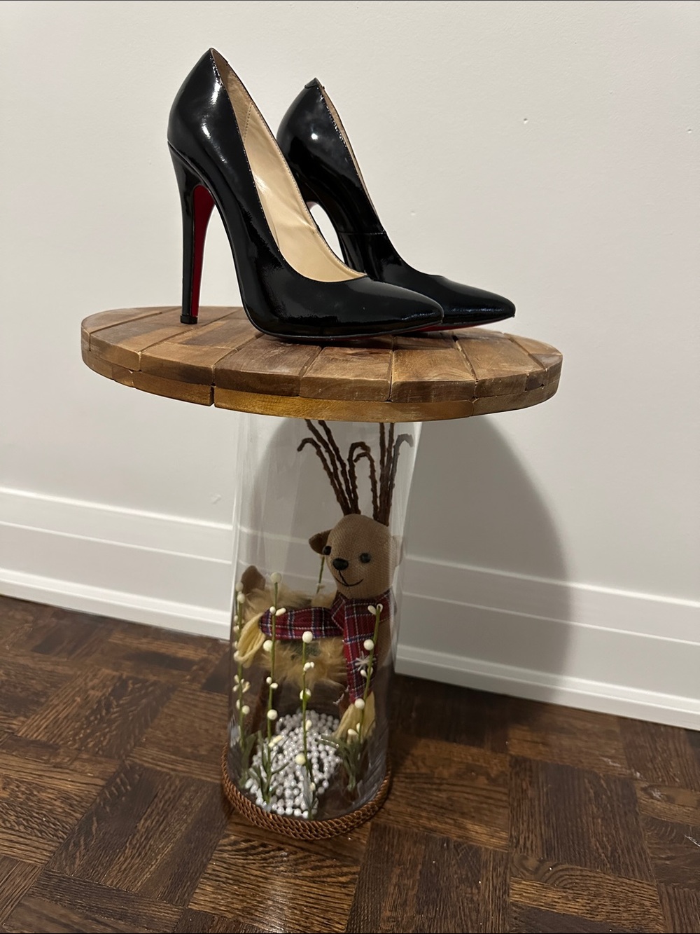 Christian Louboutin Black Patent Pointed Stiletto Pumps with Red Sole